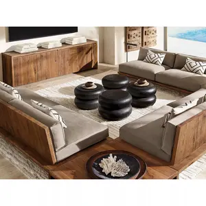 Table basse en bois naturel craquelé, design américain minimaliste, meuble de salon, Table basse