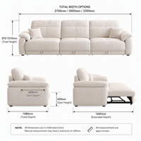 Canapé électrique moderne à deux places, inclinable, avec télécommande, modulaire, en tissu, pieds en métal robustes, écologique