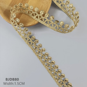 Nuevo Encaje Guipure Bordado de Alta Calidad de 1.5cm, Cinta Decorativa de Encaje Dorado de Lujo para Prendas BJDB80 Dantel - Product Image 2
