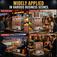 Machine à hot-dogs multifonction grande capacité (200 hot-dogs, 50 pains) avec vitrine de comptoir et certification CE pour la cuisson vapeur des hot-dogs en milieu de cinéma