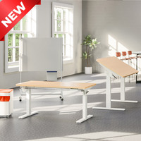 Bureau à double moteur réglable en hauteur, cadre de table pliable, table électrique à dessin rabattable à 90 degrés
