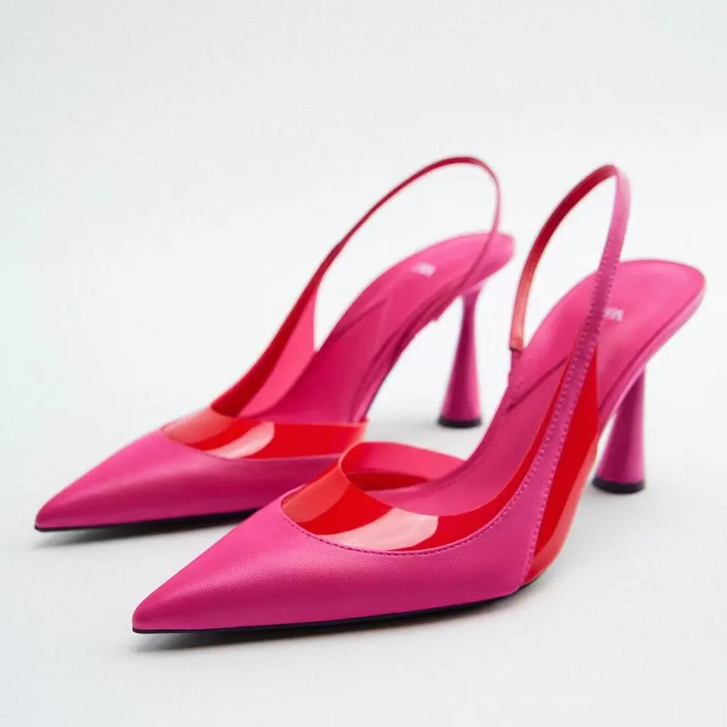 L'ultimo design dei tacchi alti da donna a punta tacco alto rosa chiaro indietro tacchi vuoti moda festa