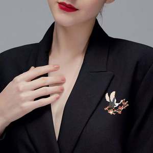 Broche de modélisation de grue Wintersweet de Style chinois ethnique traditionnel rétro - Product Image 3