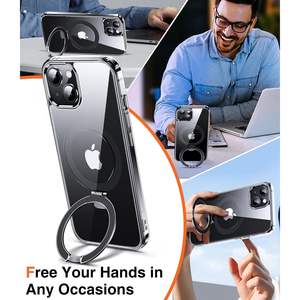 Funda para iPhone 13 14 con Anillo Magnético Transparente y Soporte, Compatible con Funda de Teléfono con Acabado de Espejo Transparente - Product Image 2