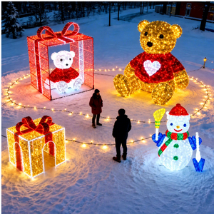 Décoration lumineuse LED extérieure en forme d'ours de Noël 3D pour aménagement paysager commercial et événements festifs - Product Image 1