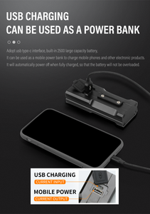 ไฟหน้าจักรยานความสว่างสูง 2400mAh ชาร์จผ่าน <span class=keywords><strong>USB</strong></span> พร้อมลำโพงและกระดิ่งสำหรับจักรยานเสือภูเขาและจักรยานถนน - Product Image 6