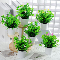 Mini Ornements de Bonsaï Artificiels en Plastique, Petites Plantes Fraîches en Pot, Fleurs pour la Décoration de Table Basse ou de Bureau