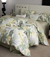 Ensemble de literie 100% coton 3 pièces housse de couette ensemble vert imprimé floral tropical Chic léger pour relooking de chambre élégant