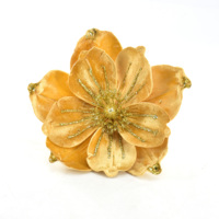 Fleur de Noël en velours doré, Poinsettia de 9,8 pouces pour sapin de Noël, couronne, guirlande, vente en gros