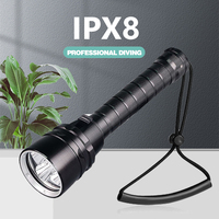 Lampe de plongée LED étanche IP68 à haut lumen, rechargeable, longue portée, torche en aluminium pour l'exploration marine et les activités aquatiques