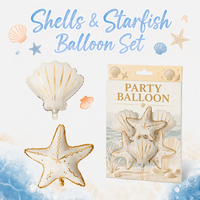 Décoration de fête sur le thème de l'océan, 6 ballons en aluminium en forme de coquillages et d'étoiles de mer blanc crème pour les magasins de décoration de fête et les chaînes de vente au détail