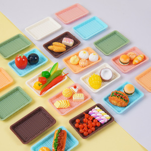 Plateau rectangulaire en plastique imitation rotin de 5 cm, jouet <span class=keywords><strong>miniature</strong></span> pour maison de poupée, ustensile de cuisine <span class=keywords><strong>miniature</strong></span>, plateau en rotin pour jeux alimentaires - Product Image 3