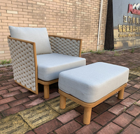 Ensemble de meubles de jardin d'extérieur canapé en aluminium chaise longue en corde tissée