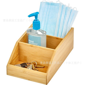 Bamboo Storage <b>Box</b> For <b>Makeup</b> And Stationery Multi Compartment Organizer Desk Organizer With Dividers Natural Wood Finish - Product Image 5