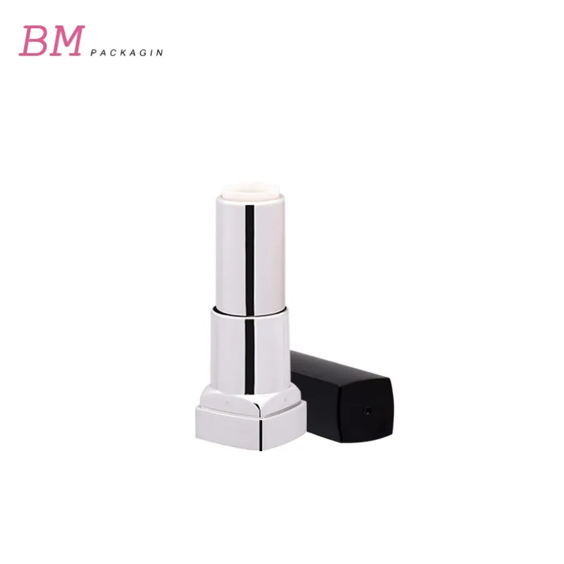 Shantou Square Empty Silver Base Lipstick Tube Cosmetic Packaging