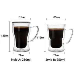 Taza De Vidrio Para Cafe 250ml Reusable Double Wall Glass Tumbler Ice Coffee Cup Mug Tazas De Cafe 8oz