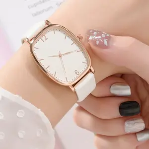 Relógio de pulso feminino, senhoras relógios esportivos para mulheres relógios de couro branco moderno relógio de pulso de quartzo liga de vidro moda 2022 top luxo personalizado