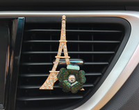Diffuseur d'huiles essentielles pour voiture Tour Eiffel, parfum d'ambiance, diffuseur d'aromathérapie, diffuseur à clipser sur grille d'aération, bijou en diamant doré