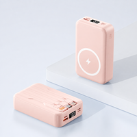 Banco de Energía Magnético de 20000 mAh, Carga Rápida Inalámbrica, Cargador Portátil Compacto, Cables Integrados, Cargador Magnético para Teléfono