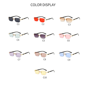 New Rimless Small Square UV400 Sun Glasses Classic Jelly Color Style <strong>PC</strong> Leg Metal Frame Fashion Design Custom Women Sunglasses - Product Image 5