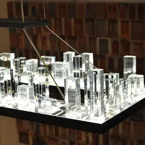 2020 새로운 장식 골동품 황동 직사각형 LED 샹들리에 호텔 빛