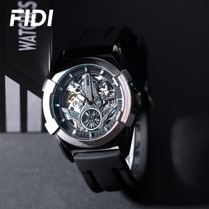 Montre mécanique automatique pour homme FIDI, cadran squelette, sport, étanche, bracelet en silicone - Product Image 4