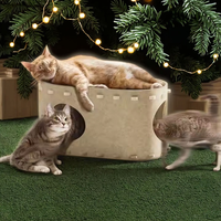 Lit de couchage pliable pour chat, motif uni, écologique, moderne, pour intérieur, avec grotte et griffoir