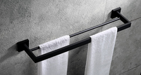 Porte-serviettes en aluminium noir, accessoires de salle de bains, barre à serviettes avec double couche, accroche-vaisselle de cuisine