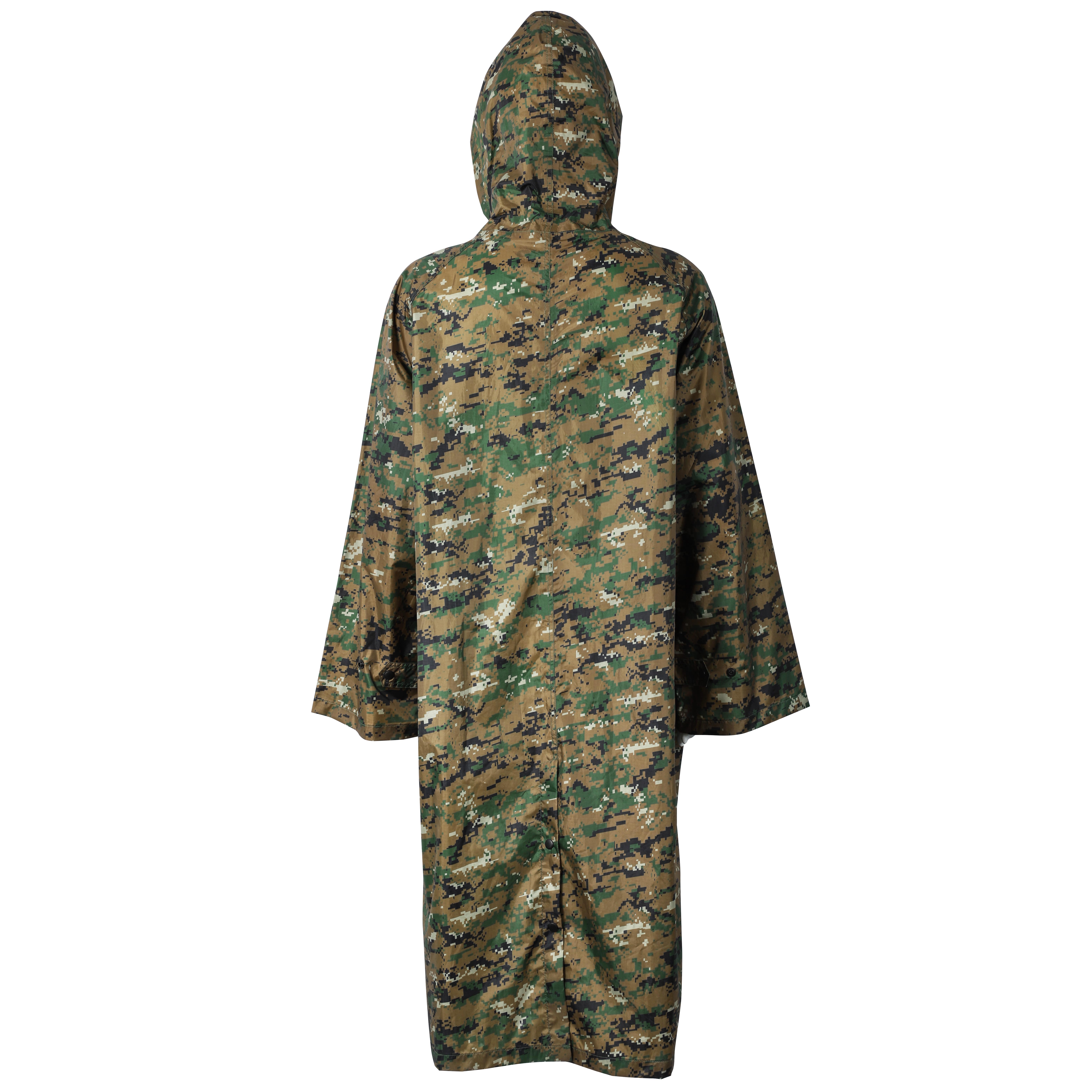 定制陆军雨衣徒步旅行时尚军用数码迷彩干快速雨衣涤纶防水雨衣带帽