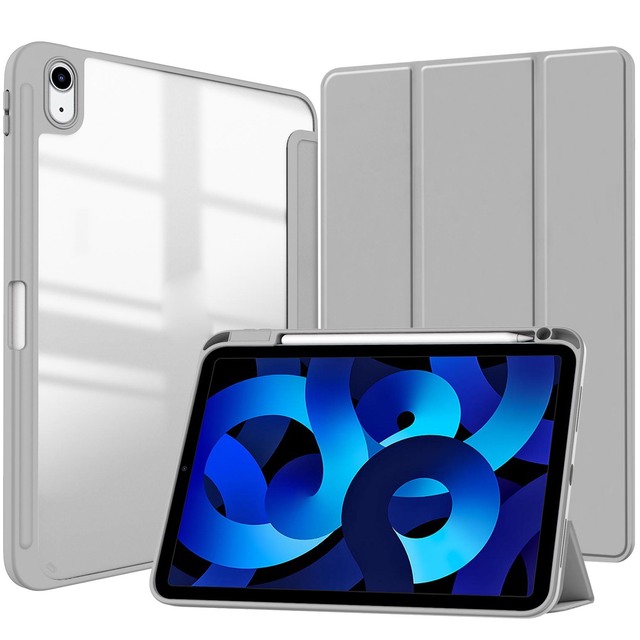 High Quality Clear PC Trifold Folio Flip Cover PU Leather Business Design 12-Month Warranty Tablet Case for iPad Series Case
