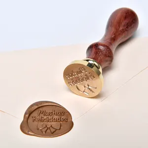 Wood Handle Wax Seal Stamps Customize Brass Heads Sealing Wax Stamp For Invitation Wedding