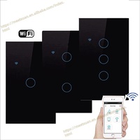 Interrupteur intelligent Wi-Fi TUYA US avec écran tactile en verre, sans fil, commande vocale, interrupteurs muraux sans fil, télécommande