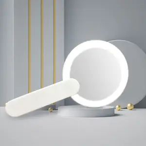 热卖迷你miroir led de maquillage led粉色紧凑型手持式化妆镜