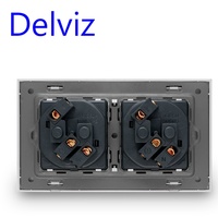 Delviz – prise électrique européenne 110V ~ 250V, panneau en verre cristal trempé, Double prise d'alimentation murale 16A standard EU