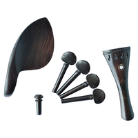 SurpassMusic Violin Parts 4/4 Size Ebony Violin Accessory Set Pegs Endpin Chinrest Handmade Good Quality