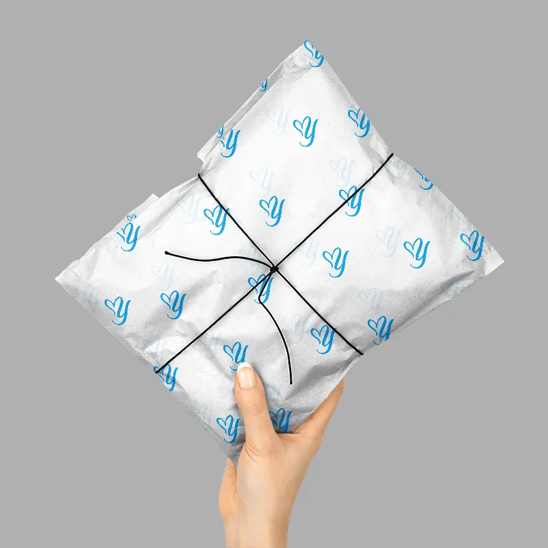 High Quality White And Blue Logo Pattern Brand Name Silk Packing Paper For Shoes And Clothes