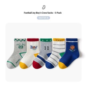 Calzini Casual Premium con Motivo Calcistico Primaverile - Lunghezza Media Polpaccio, 76% Misto Cotone, Traspiranti e Morbidi, 5 Paia, Taglia S, per Bambini e Ragazzi - Product Image 5