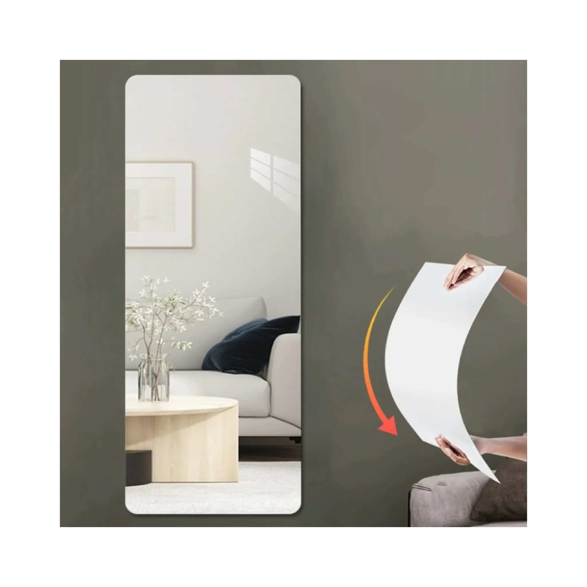High definition Square Rectangle Waterproof Unbreakable Acrylic Mirror Sheet Wall Decor Full Length Adhesive Mirror