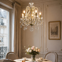 Lustre classique en métal courbé avec cristaux, douille E14, luminaire suspendu pour salle à manger, chambre à coucher