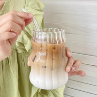 Tasse à café en verre transparent de style nordique Cloud Cup avec paille à motif de dessin animé, en verre borosilicate de haute qualité, compatible lave-vaisselle, vente en gros