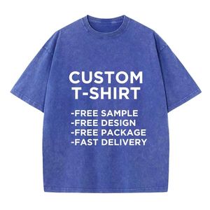 T-shirts en coton délavé à l'acide pour hommes, style vintage streetwear hip-hop, 230 g/m², coupe oversize, impression sérigraphiée, vente en gros - Product Image 1