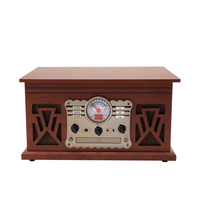 Vente en gros de tourne-disque BT nostalgique, centre multimédia, tourne-disque LP, lecteur de cassettes, radio AM FM avec haut-parleurs