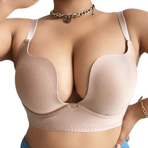 Soutien-gorge dos nu en U sexy de grande taille pour femmes avec armatures rembourrées Soutien-gorge froncé pour filles Sous-vêtements pour adultes - Product Image 4