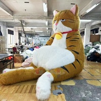 Costume de mascotte gonflable géant et mignon de chat assis, poupée de chat assis, mascotte de fête pour adulte, ensemble de luxe
