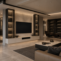 Mueble de TV Moderno y Lujoso Personalizado, Mueble para Televisor con Almacenamiento en Cajones para Sala de Estar, Hecho a Medida con Dimensiones Personalizadas