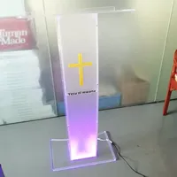 Atril de Acrílico Transparente con Iluminación LED, Plataforma de Acrílico, Podio, Púlpito para Iglesia o Escuela