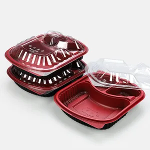 Bandeja de comida de plástico Descartável com compartimentos 3