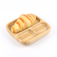 Plateau de petit-déjeuner en bambou écologique avec logo personnalisé, plat de service en bois jetable pour hôtels et cuisine, MOQ 1 pièce, assiette à dessert