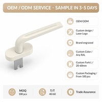 Poignée espagnolette ovale en aluminium pour fenêtre, ouverture extérieure, base 30x76,5mm, quatre trous de fixation, broche à fourche 20, chambre, salle de bain, hôtel