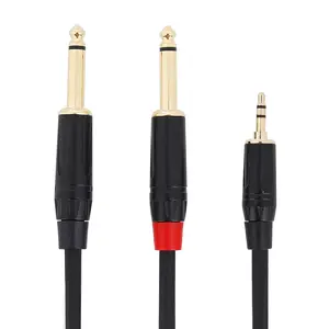 Hifi 3.5mm to Dual 6.35 Cable Female PVC Braided Speaker Microphone Cable Jack Audio Cable 35 635 for Guitar Speaker Mixer